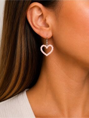 Pink Heart Drop Earrings Women Jewelry